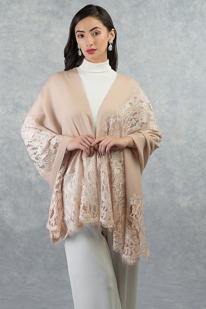 Nude Cashmere & Lace Stole by Talking Threads