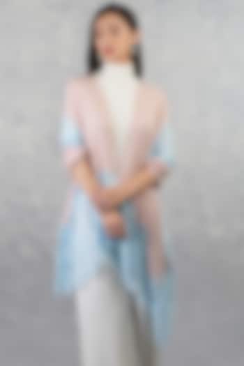 Blush & Sky Blue Pure Cashmere Stole by Talking Threads at Pernia's Pop Up Shop