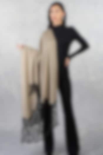 Beige Cashmere & Lace Stole by Talking Threads at Pernia's Pop Up Shop