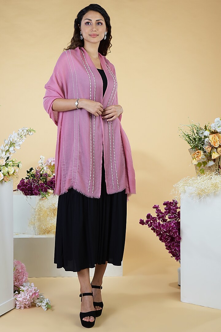 Withered Rose Hand Embroidered Stole by Talking Threads at Pernia's Pop Up Shop