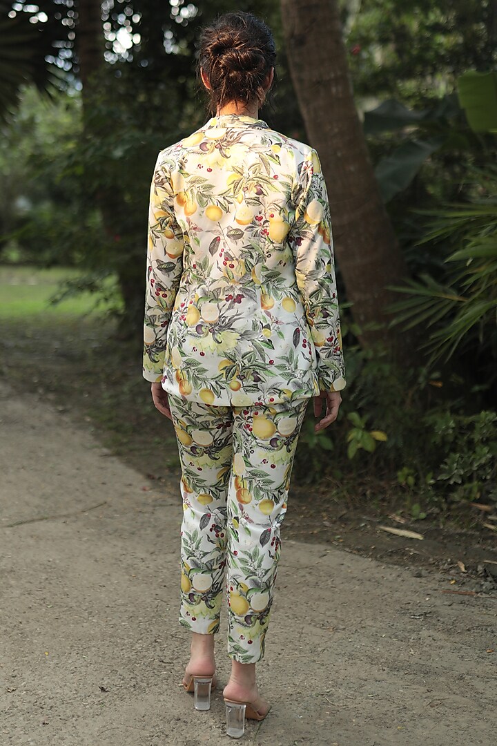 Green Satin Printed Pant Set by The Long Iland at Pernia's Pop Up Shop
