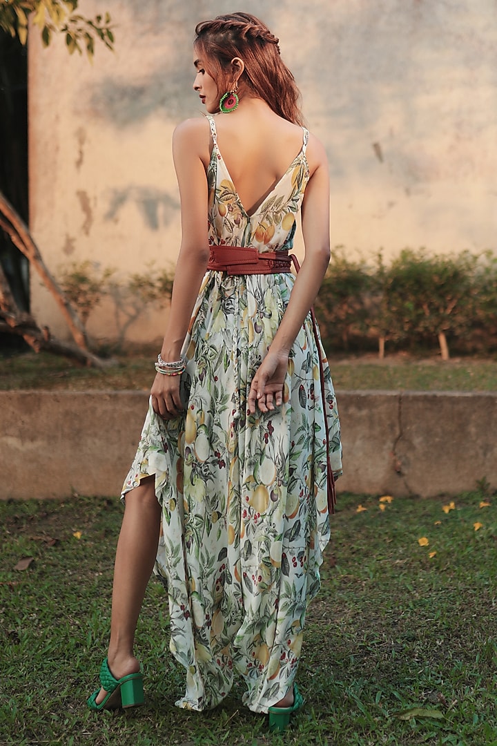 Green Georgette Printed Gown by The Long Iland at Pernia's Pop Up Shop