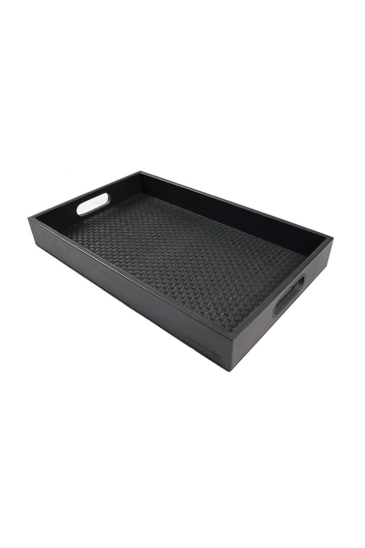 Black Leather Handcrafted Tray by The Leather Garden Home & Living at Pernia's Pop Up Shop