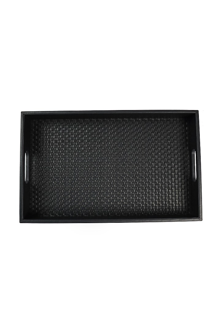 Black Leather Handcrafted Tray by The Leather Garden Home & Living at Pernia's Pop Up Shop