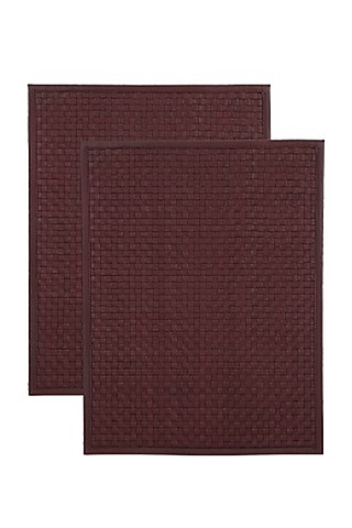 Sangria Wine Leather Handwoven Placemat (Sets of 2) by The Leather Garden Home & Living