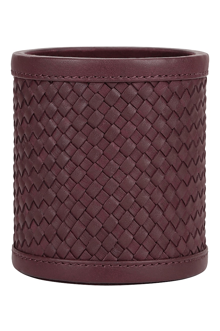 Sangri Wine Leather Handwoven Pen Holder by The Leather Garden Home & Living at Pernia's Pop Up Shop