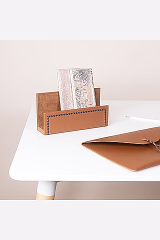 Brown Leather Letter Rack by The Leather Garden Home & Living