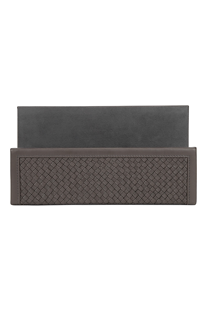 Slate Grey Leather Handwocen Letter Rack by The Leather Garden Home & Living at Pernia's Pop Up Shop