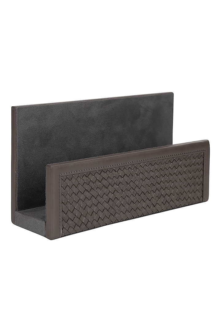 Slate Grey Leather Handwocen Letter Rack by The Leather Garden Home & Living at Pernia's Pop Up Shop