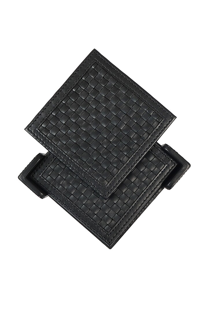 Black Leather Handcrafted Coaster Set by The Leather Garden Home & Living at Pernia's Pop Up Shop