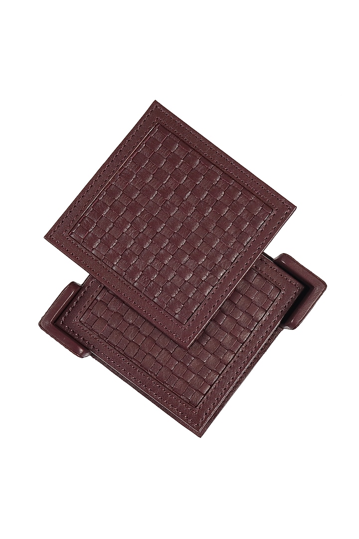 Sangria Leather Handcrafted Coaster Set by The Leather Garden Home & Living at Pernia's Pop Up Shop