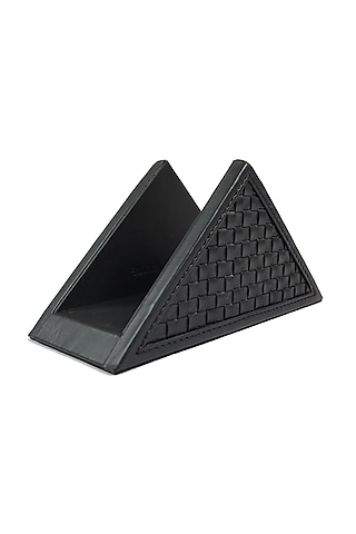 Black Leather Handcrafted Tissue Stand by The Leather Garden Home & Living