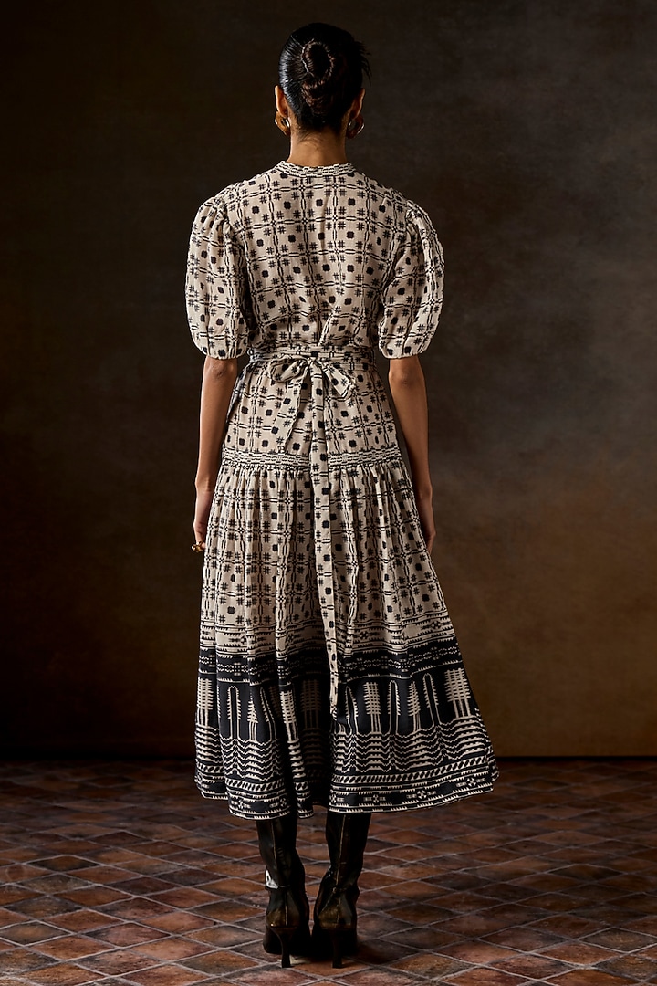 Ivory Viscose Linen Digital Printed Vacation Dress by talitha at Pernia's Pop Up Shop