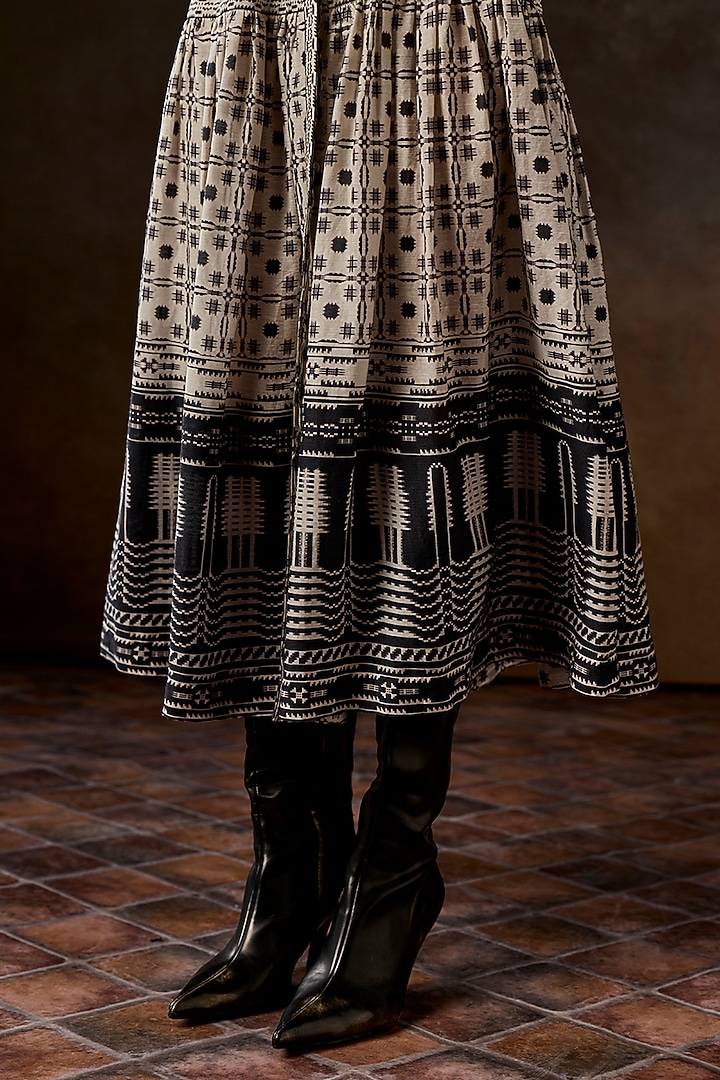 Ivory Viscose Linen Digital Printed Vacation Dress by talitha at Pernia's Pop Up Shop