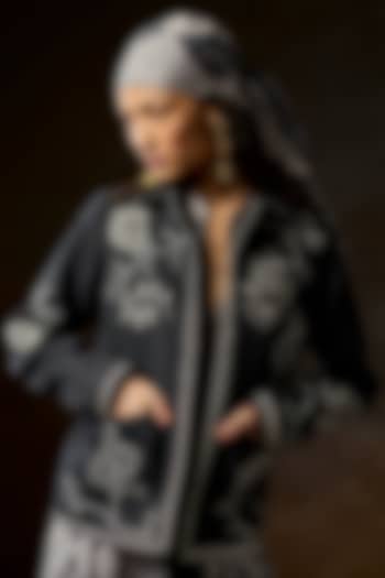 Stone Grey Dyed Denim Hand Embroidered Jacket by talitha at Pernia's Pop Up Shop