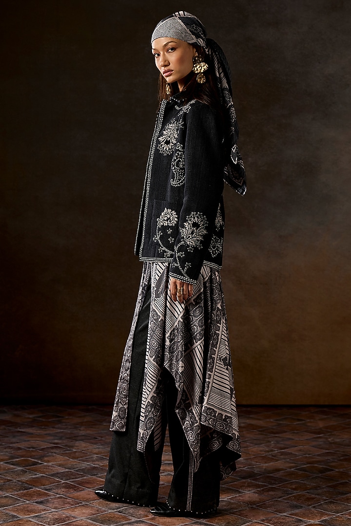 Stone Grey Dyed Denim Hand Embroidered Jacket by talitha at Pernia's Pop Up Shop