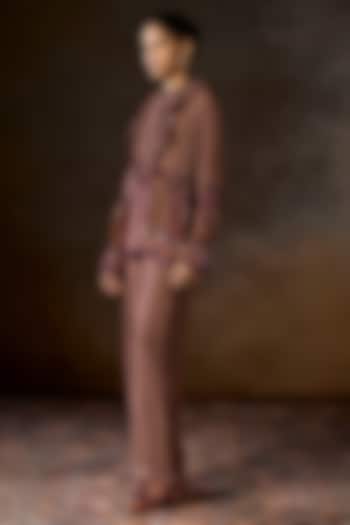 Wine & Multi-Colored Silk Georgette Ruffled Top by talitha at Pernia's Pop Up Shop