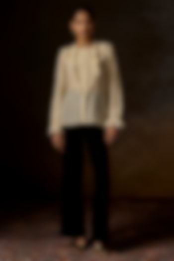 Ivory Silk Georgette Ruffled Top by talitha at Pernia's Pop Up Shop