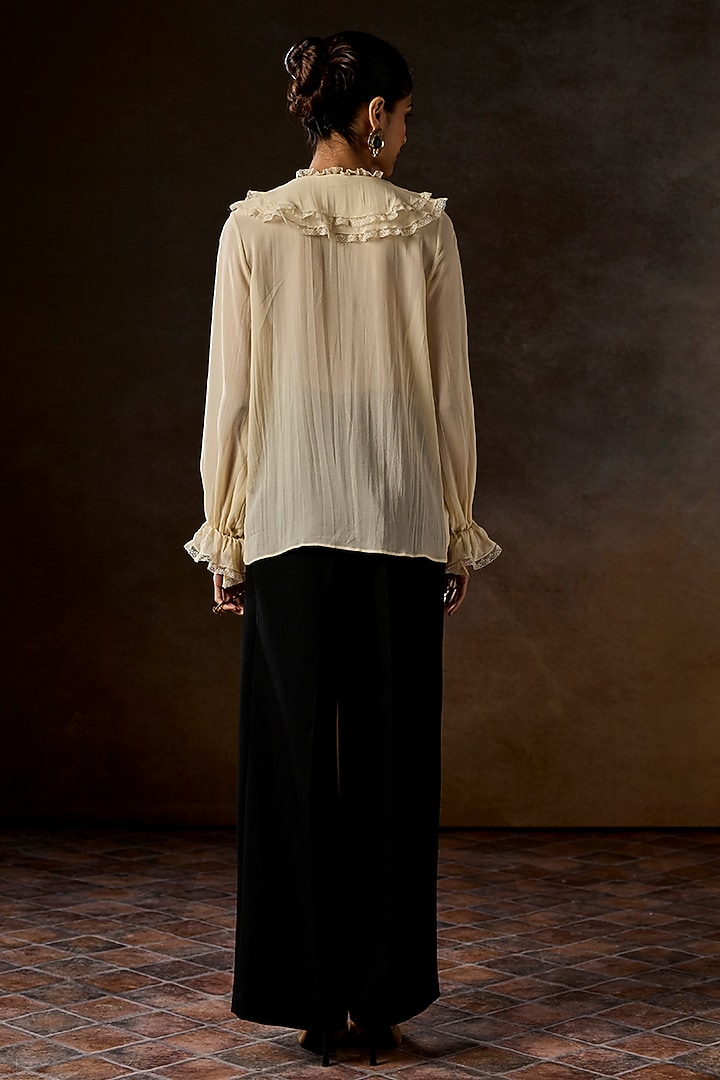 Ivory Silk Georgette Ruffled Top by talitha at Pernia's Pop Up Shop