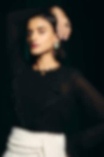 Black Silk Georgette Ruffled Top by Talitha at Pernia's Pop Up Shop