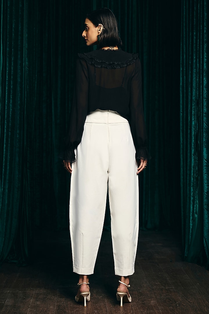 Black Silk Georgette Ruffled Top by Talitha at Pernia's Pop Up Shop