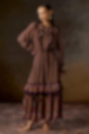 Multi-Colored Silk Georgette Digital Printed Ruffled Cocktail Dress by Talitha at Pernia's Pop Up Shop