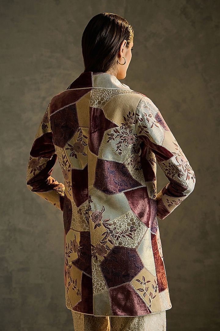 Multi-Colored Silk Velvet & Brocade Hand Embroidered Jacket by Talitha at Pernia's Pop Up Shop