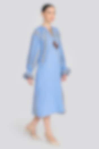 Cornflower Blue Linen Embroidered Tunic by talitha at Pernia's Pop Up Shop