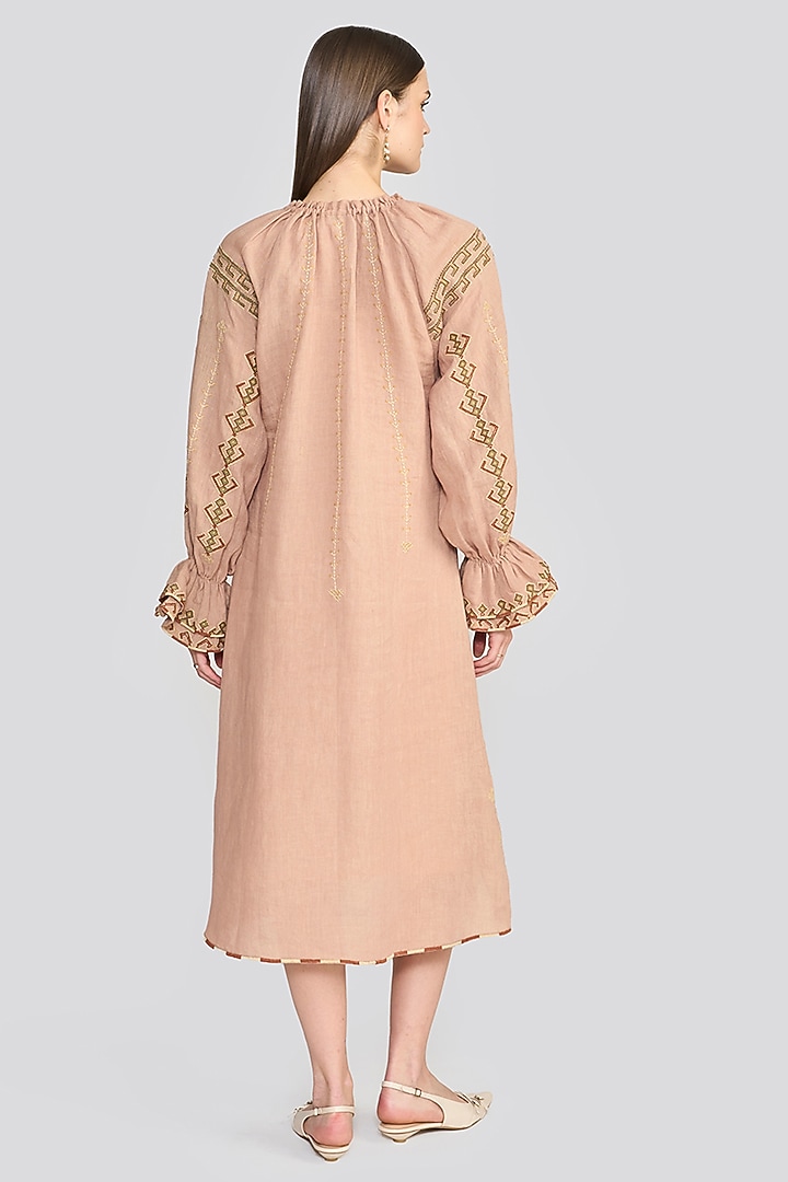 Dusty Rose Pink Linen Embroidered Tunic by talitha at Pernia's Pop Up Shop