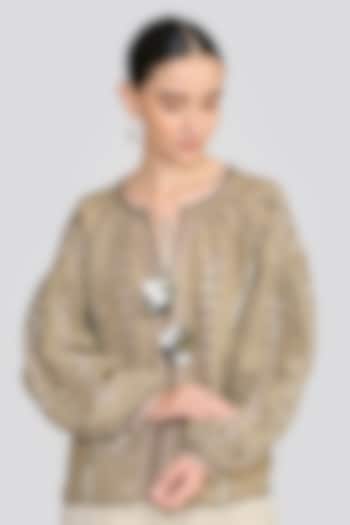 Sage Green Linen Geometric Embroidered Top by talitha at Pernia's Pop Up Shop