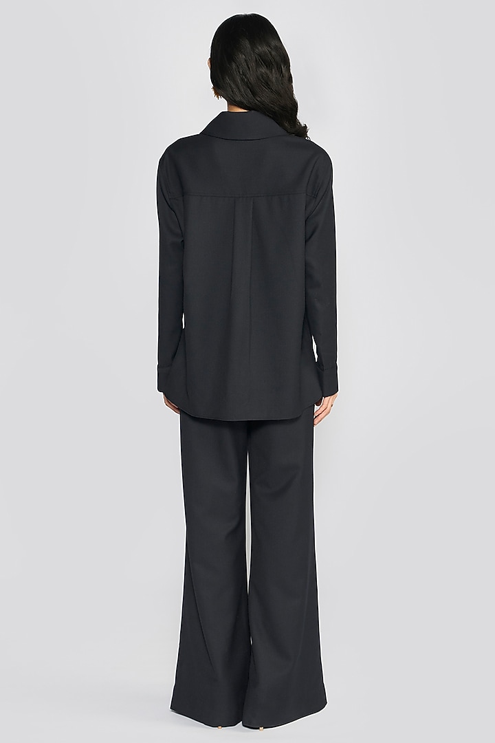 Navy Blue Flannel Embroidered Co-Ord Set by talitha at Pernia's Pop Up Shop