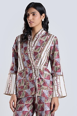 Multi-Colored Silk Printed Jacket by talitha
