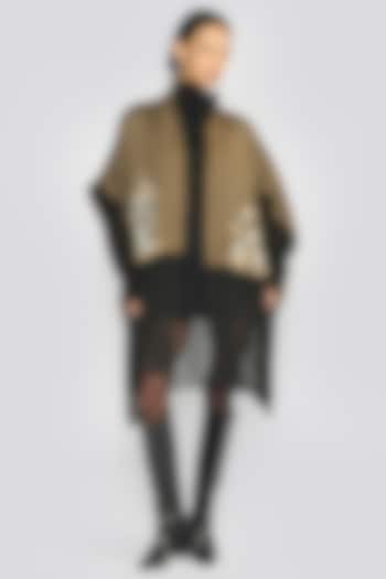 Mocha Taupe Cashmere Wool Hand Embroidered Shrug by talitha at Pernia's Pop Up Shop