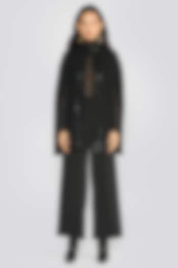 Black Cashmere Wool Sequin Hand Embroidered Cape by talitha at Pernia's Pop Up Shop