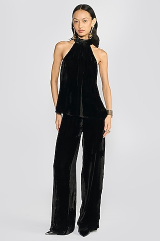 Black Silk Velvet Co-Ord Set by talitha