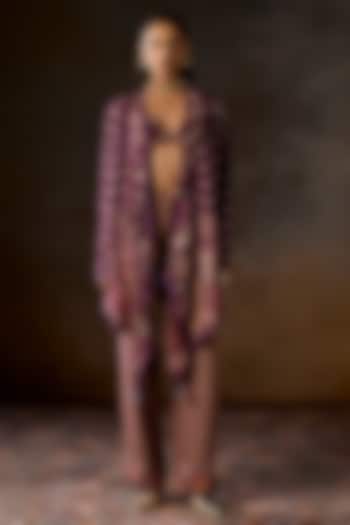 Wine Pure Silk Printed Reversible Cape by Talitha at Pernia's Pop Up Shop