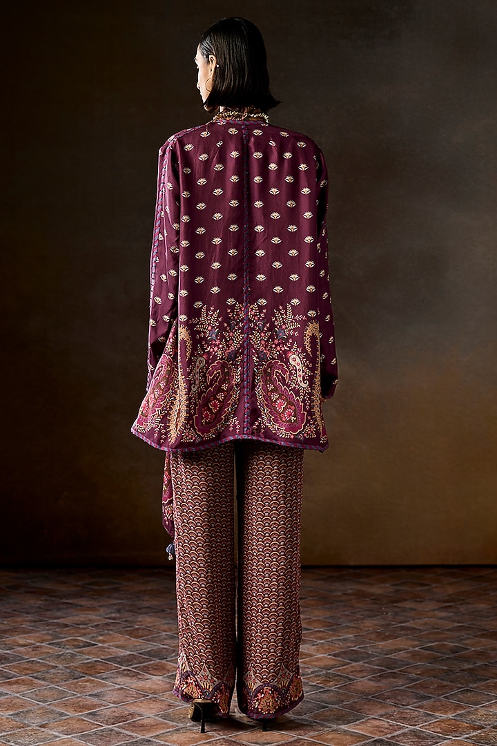 Wine Pure Silk Printed Reversible Cape by Talitha at Pernia's Pop Up Shop