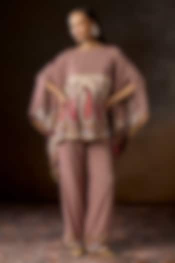 Rose Pink Silk Crepe Printed Co-Ord Set by Talitha at Pernia's Pop Up Shop