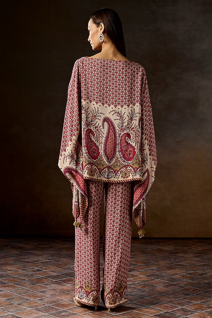 Rose Pink Silk Crepe Printed Co-Ord Set by Talitha at Pernia's Pop Up Shop