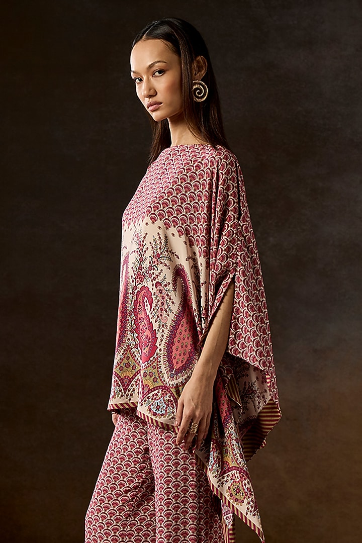 Rose Pink Silk Crepe Printed Co-Ord Set by Talitha at Pernia's Pop Up Shop