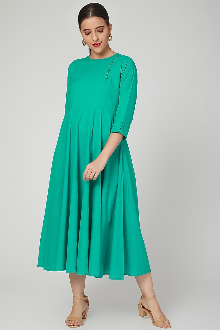 Green Summer Dress With Potli Work by THE LABEL UNTOLD at Pernia's Pop Up Shop