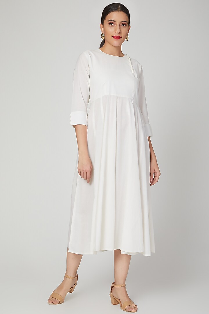 White Summer Dress With Potli Work by THE LABEL UNTOLD at Pernia's Pop Up Shop