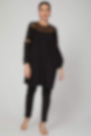 Black Hand Embroidered Top by THE LABEL UNTOLD at Pernia's Pop Up Shop