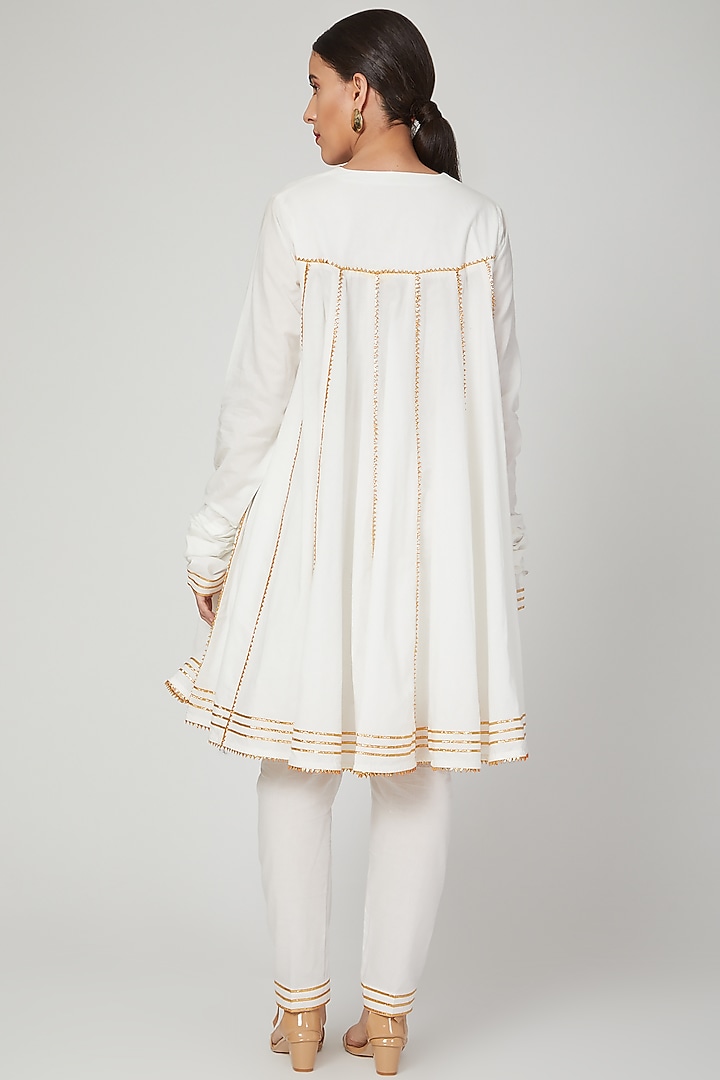 White Gota Embroidered Narrow Pants by THE LABEL UNTOLD at Pernia's Pop Up Shop