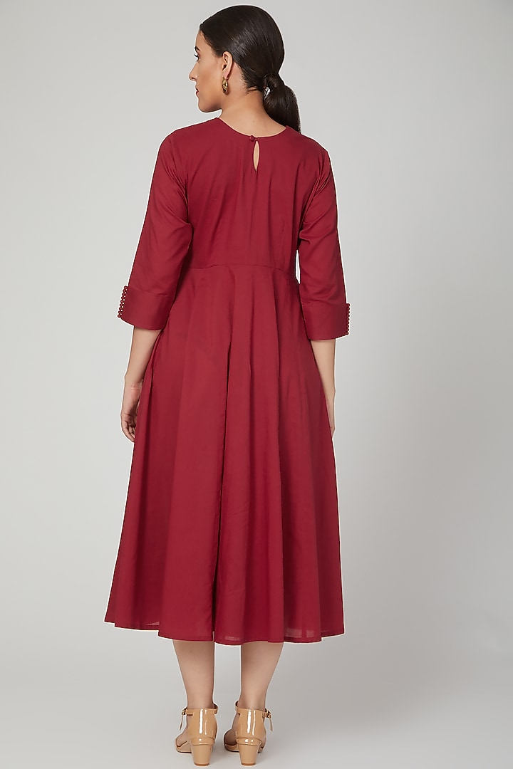 Maroon Summer Dress With Potli Work Detailing by THE LABEL UNTOLD at Pernia's Pop Up Shop