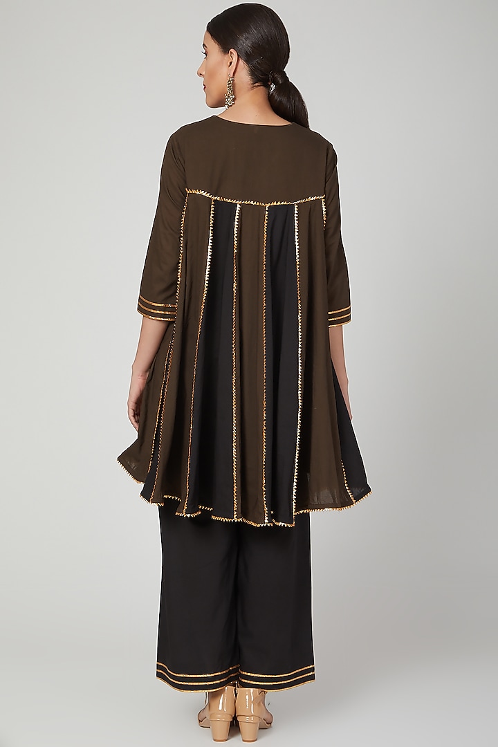 Black Gota Embroidered Cotton Mul Anarkali by THE LABEL UNTOLD at Pernia's Pop Up Shop