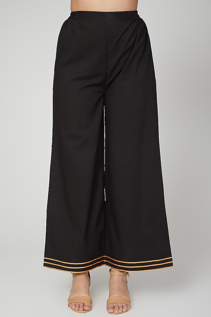 Black Gota Embroidered Cotton Mul Anarkali by THE LABEL UNTOLD at Pernia's Pop Up Shop