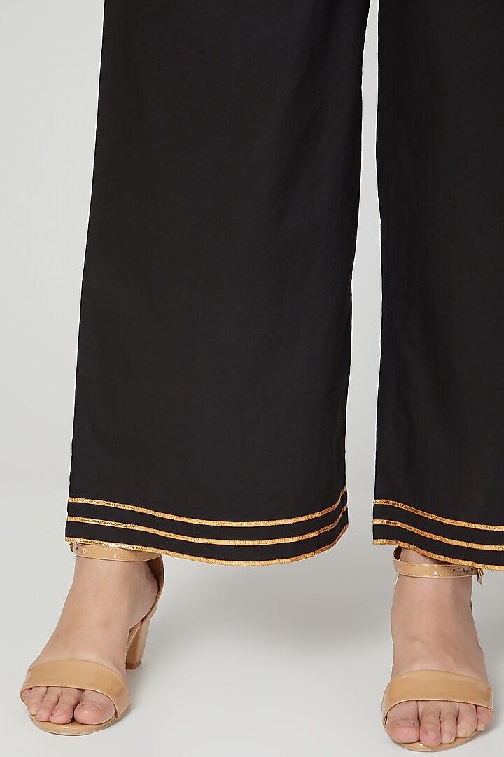 Black Gota Embroidered Cotton Mul Anarkali by THE LABEL UNTOLD at Pernia's Pop Up Shop
