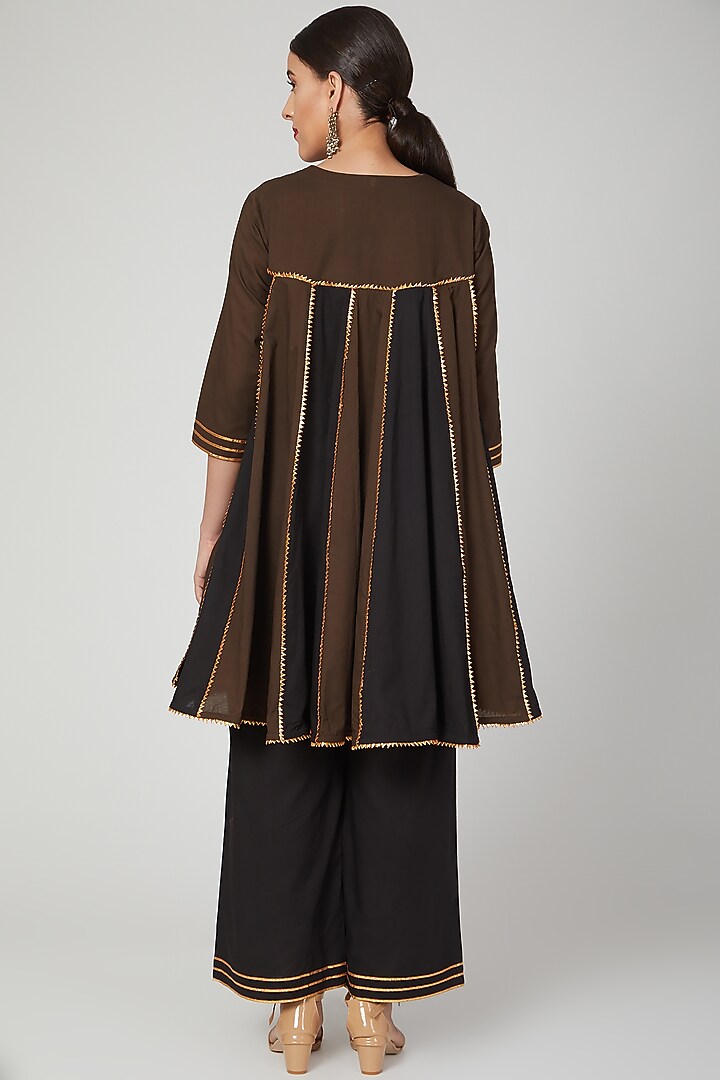Black Gota Embroidered Palazzo Pants by THE LABEL UNTOLD at Pernia's Pop Up Shop