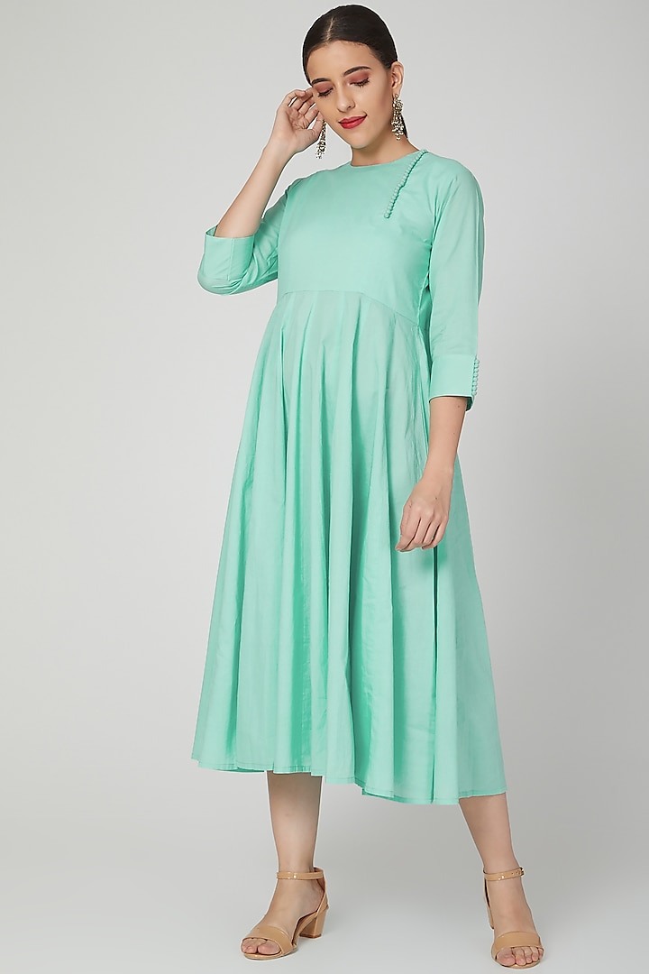 Mint Green Dress With Potli Work by THE LABEL UNTOLD